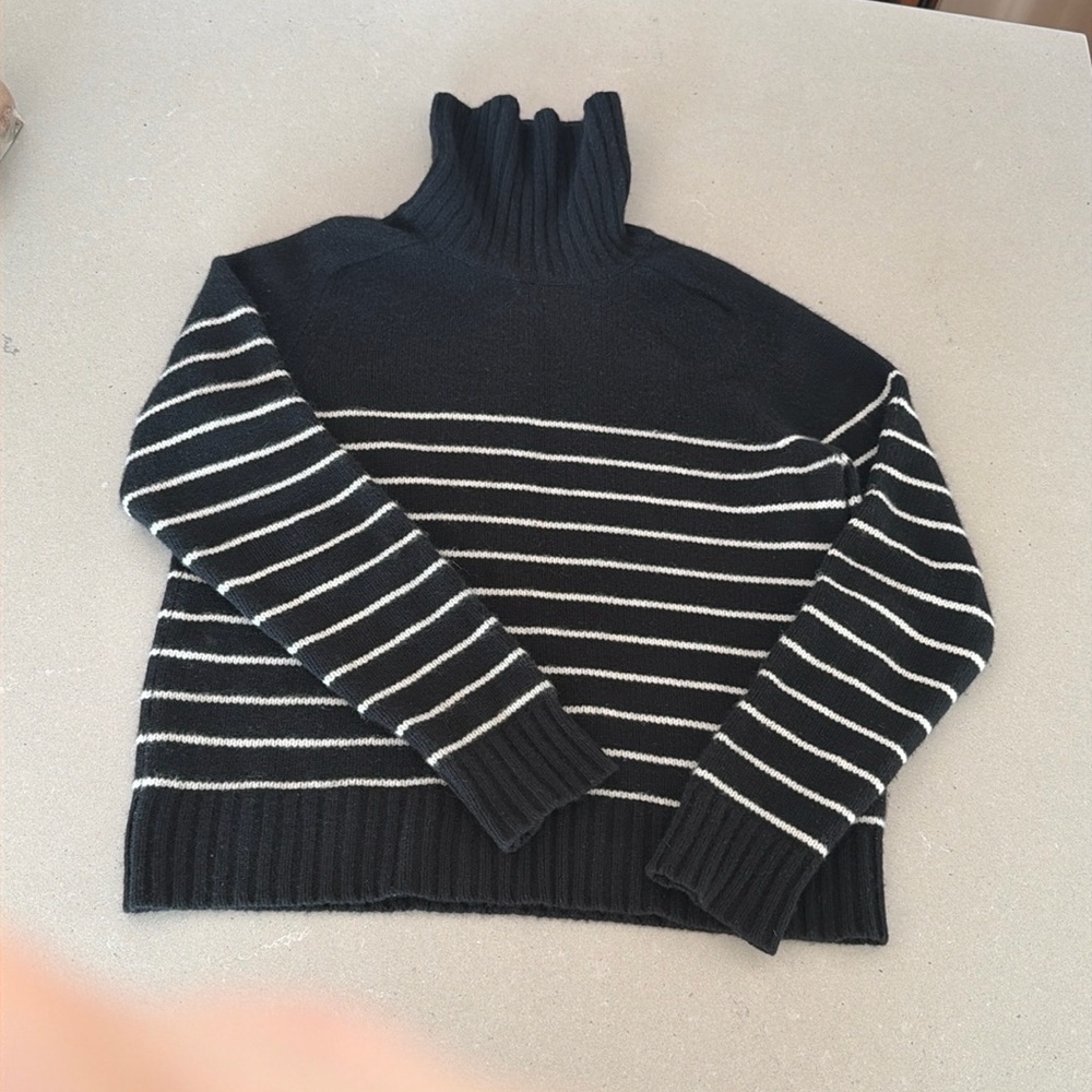 Nili Lotan Black and White Cashmere Turtleneck